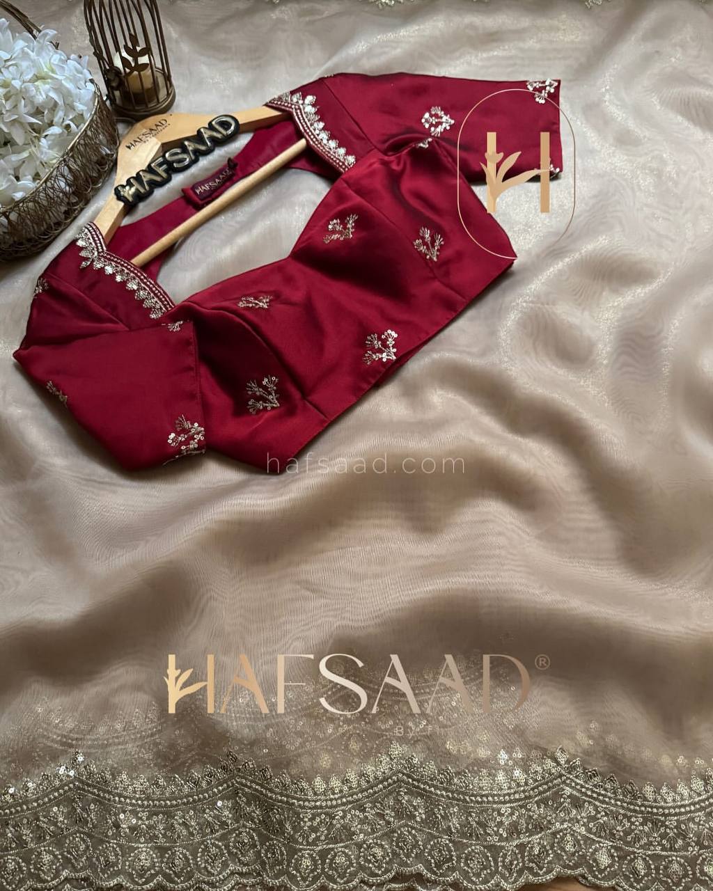 Luxurious Ivory Organza Dupatta with Heavy Golden Sequin & Zari Cutwork Border โ Perfect for Weddings & Festive Layering - Image 6